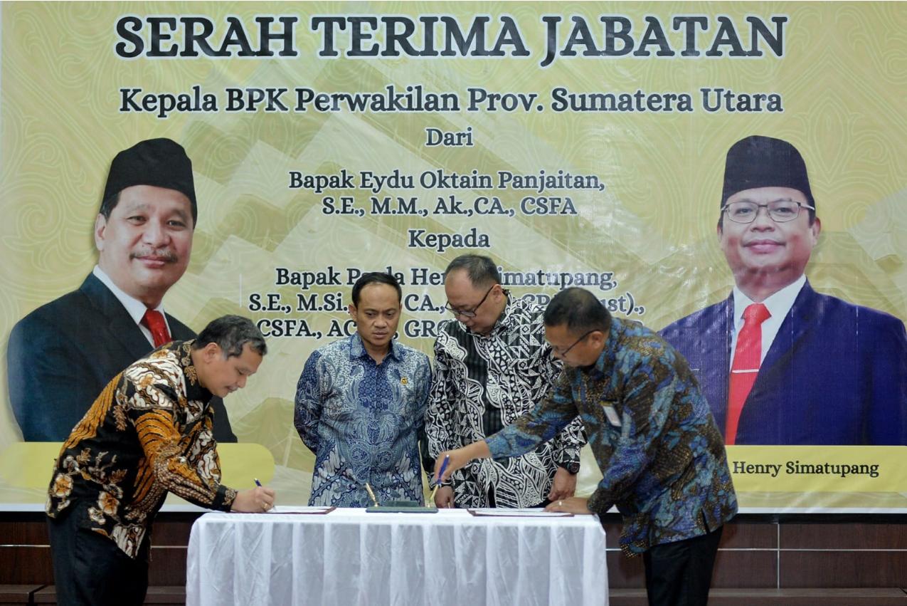 Sertijab Kepala BPK Sumut, Bupati Toba Berharap Sinergi Pengawasan Keuangan Berlanjut